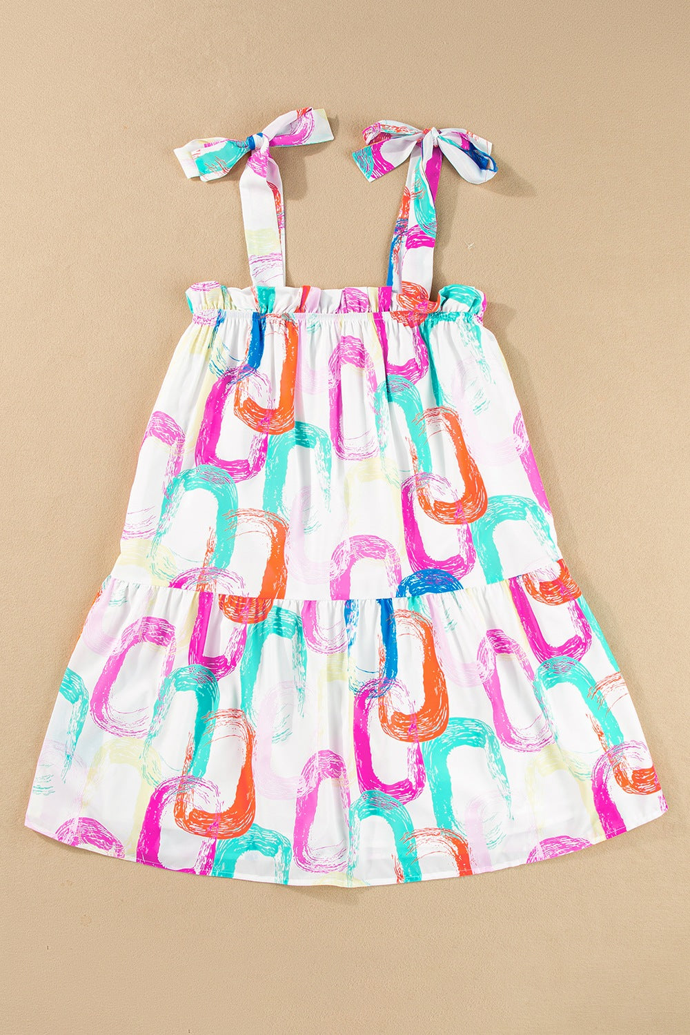 Rainbow Shoulder Tie Mini Dress - MARIGOLD 