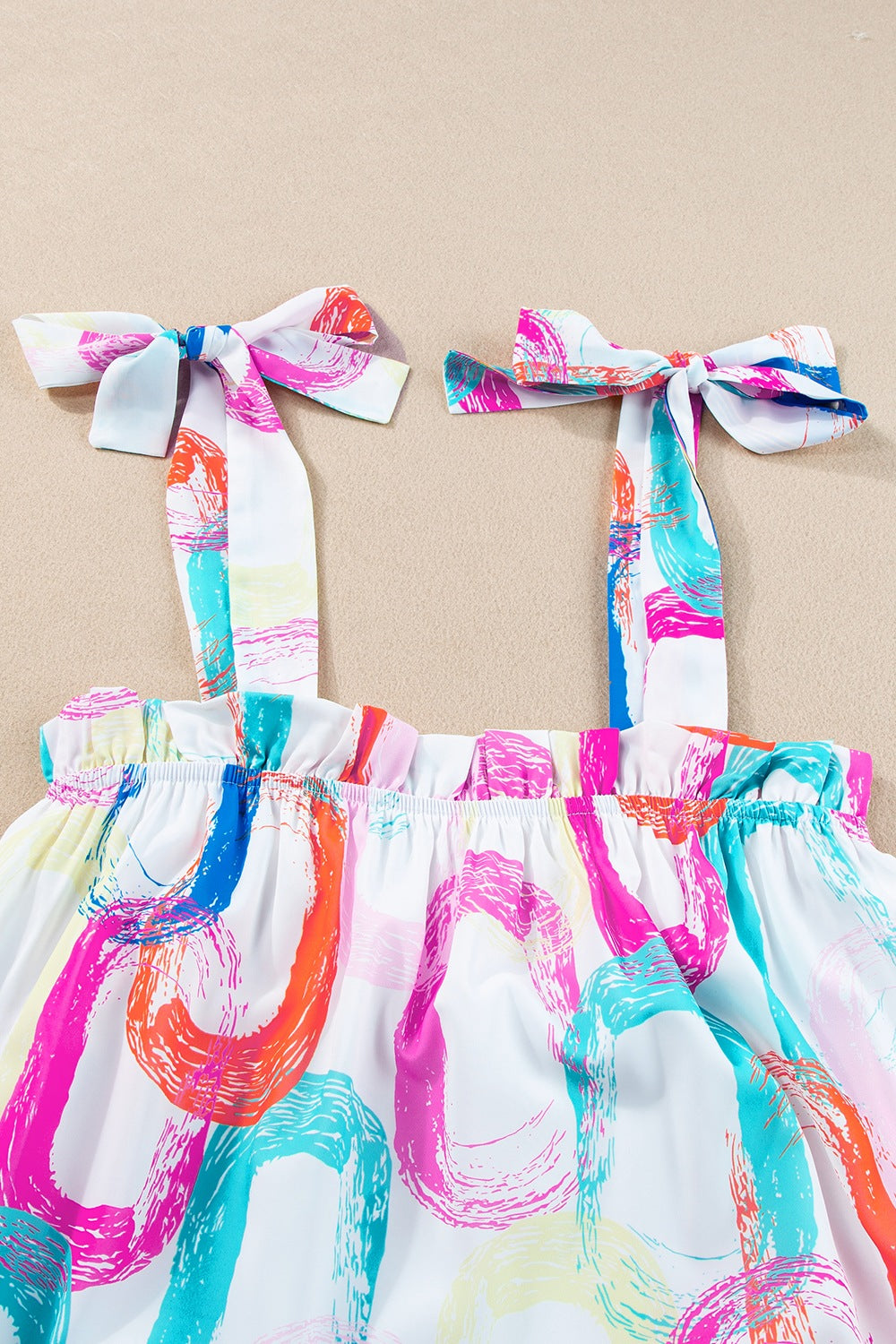 Rainbow Shoulder Tie Mini Dress - MARIGOLD 