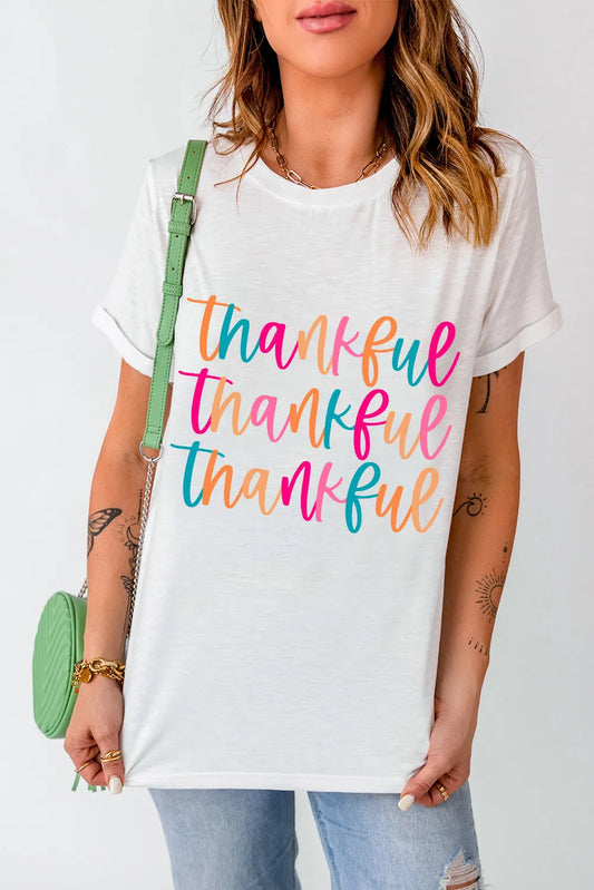 THANKFUL Graphic Tee - Women's Round Neck Short Sleeve T-Shirt