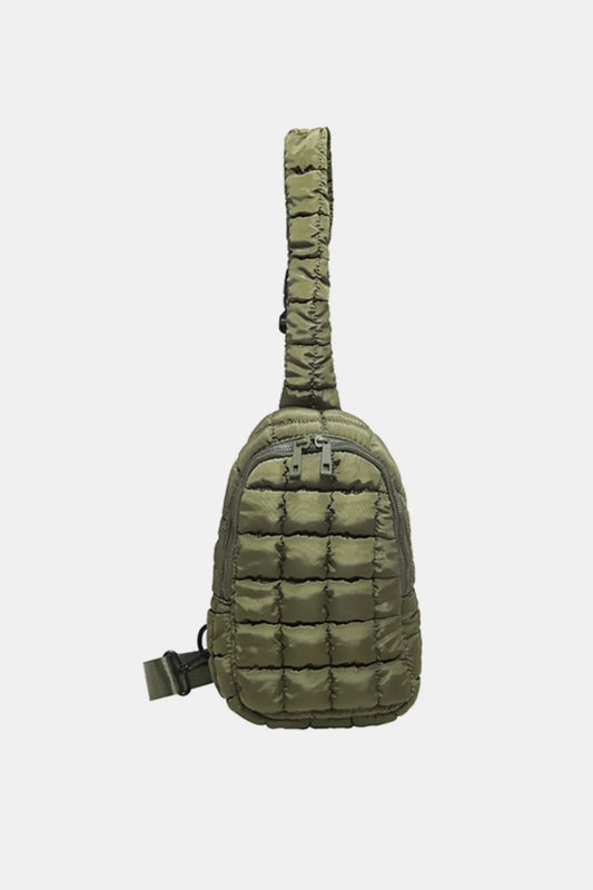 Quilted Nylon Crossbody  Bag army green