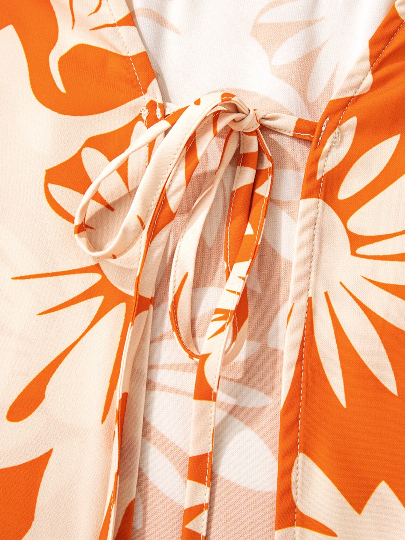 Backless Printed Balloon Sleeve Blouse - MARIGOLD 