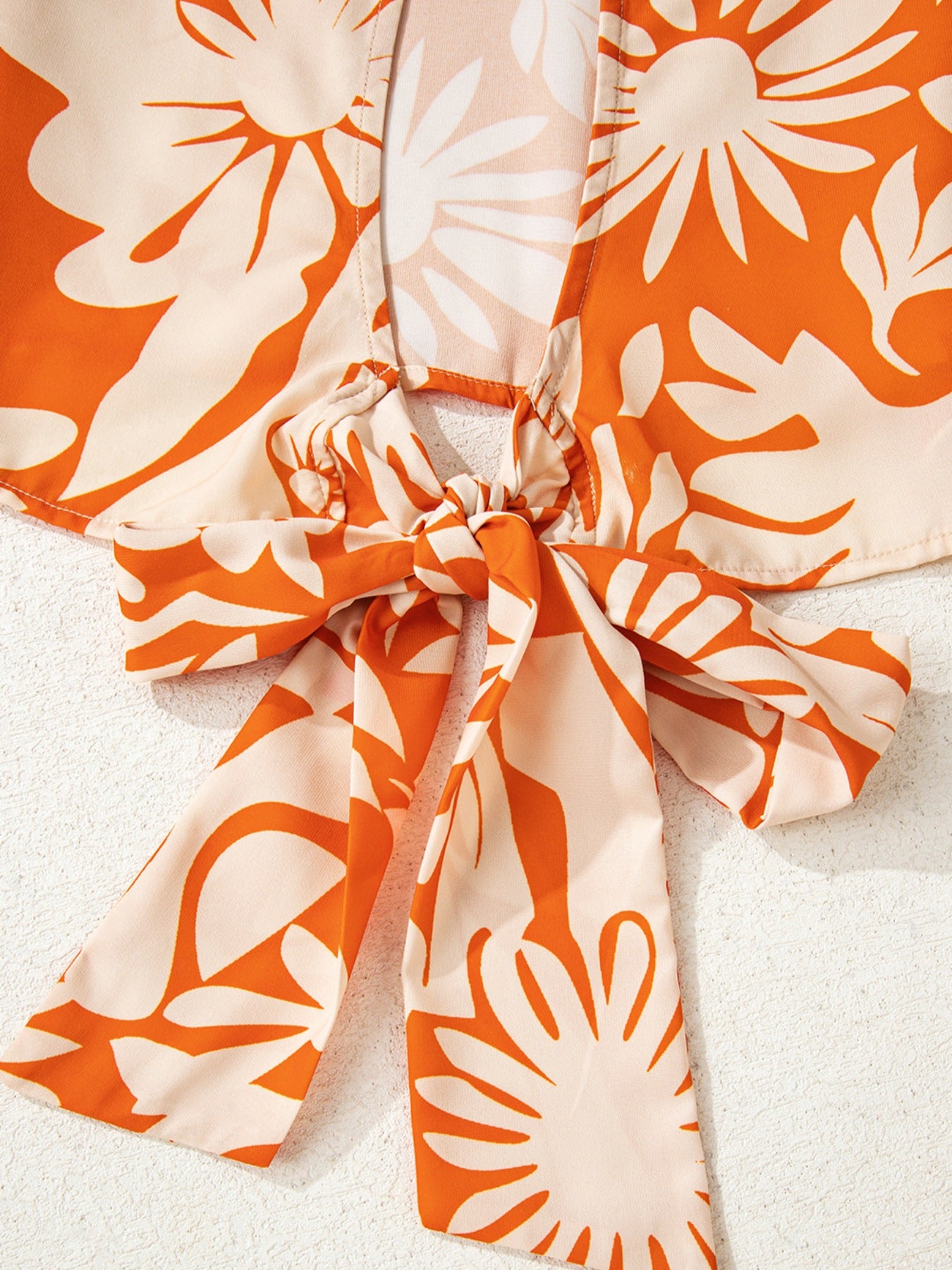 Backless Printed Balloon Sleeve Blouse - MARIGOLD 