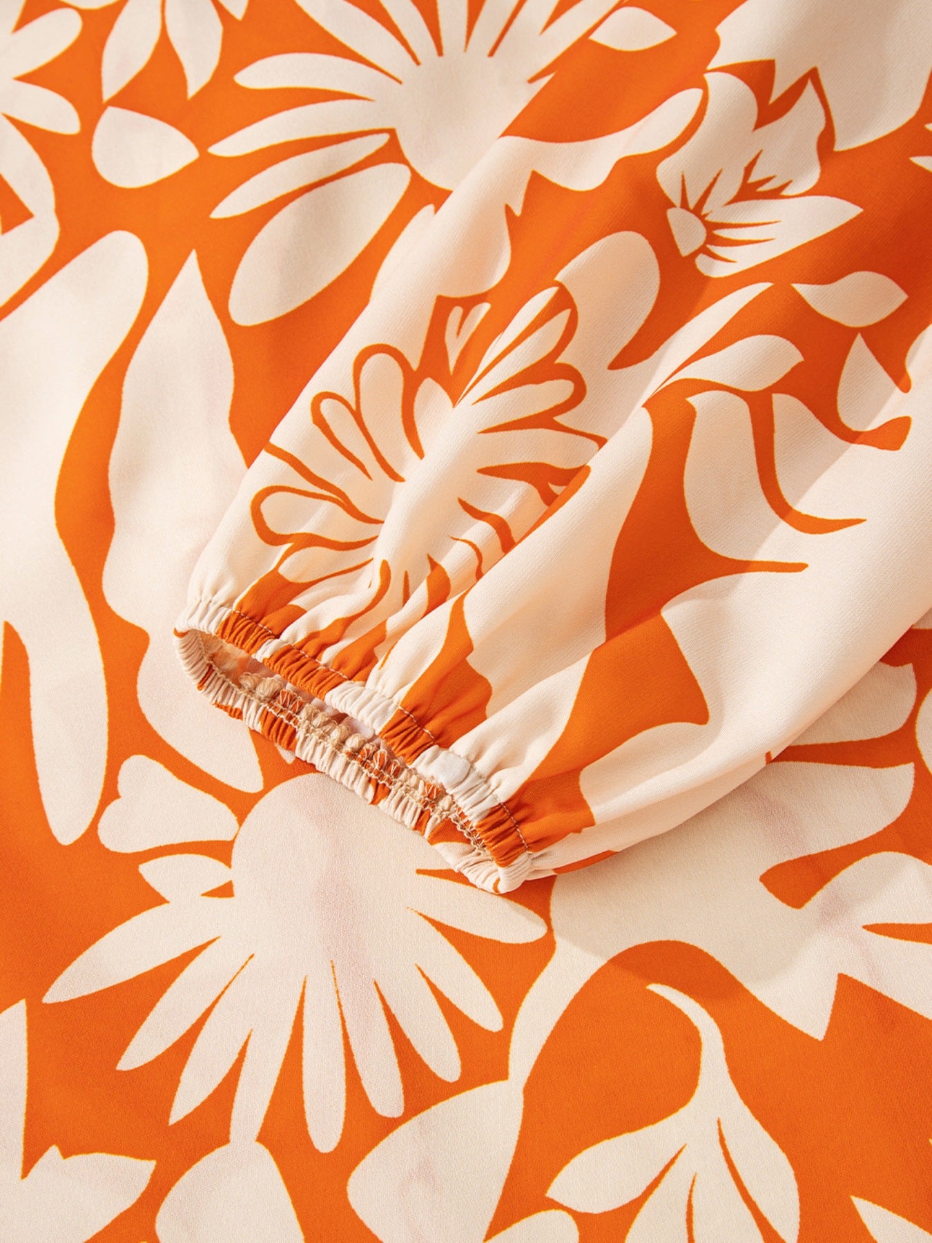 Backless Printed Balloon Sleeve Blouse - MARIGOLD 