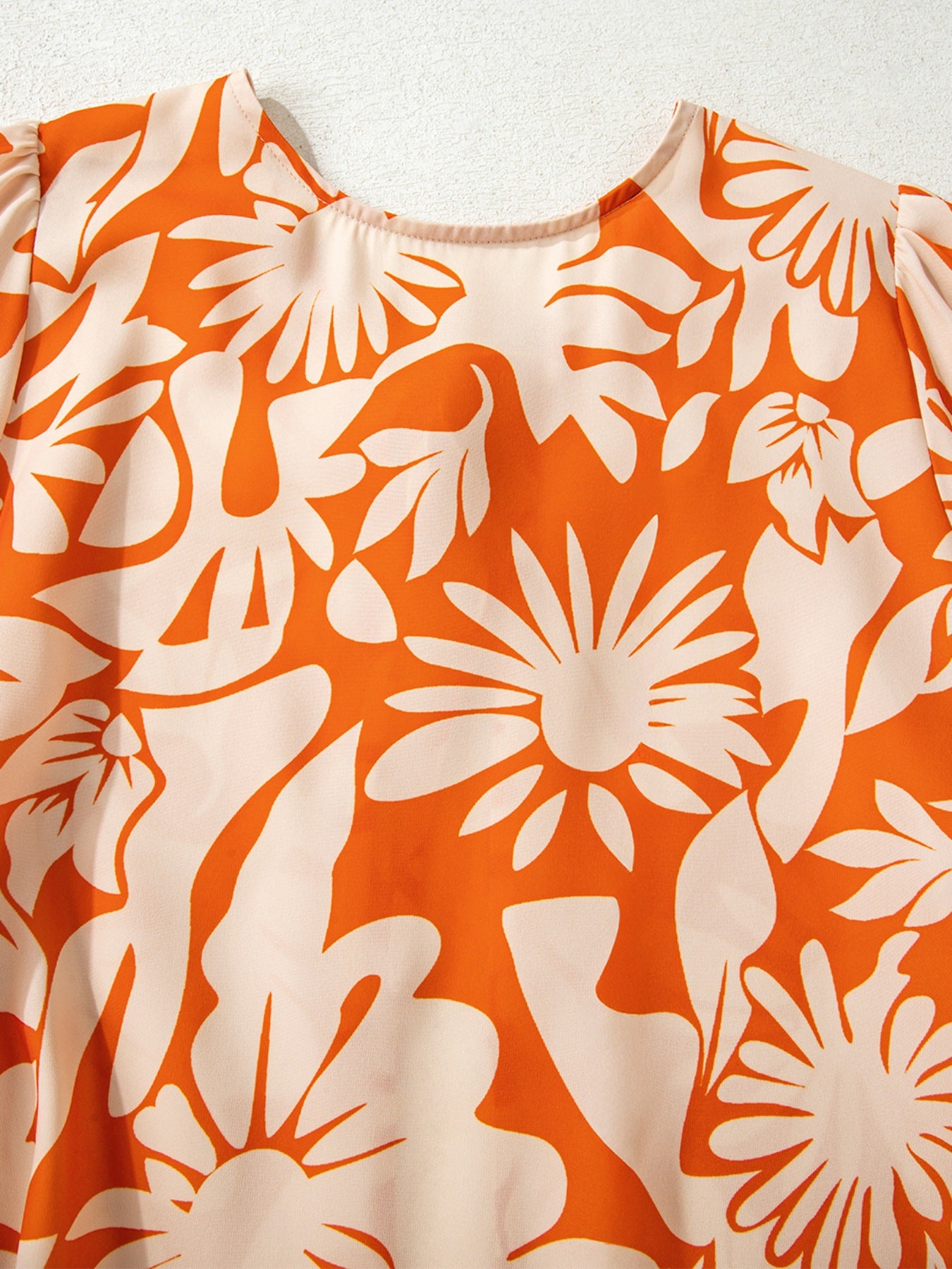 Backless Printed Balloon Sleeve Blouse - MARIGOLD 