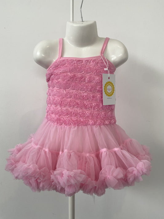 Girls Pink Rosette Party Dress - Size 2-3 Years | Special Occasion Toddler Dress - MARIGOLD COLLECTIONS AUSTRALIA