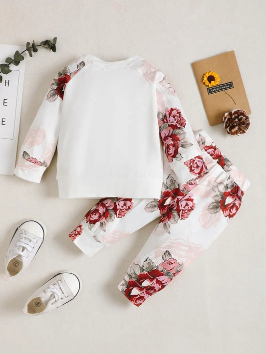 Floral Long Sleeve Top and Pants Set - MARIGOLD 