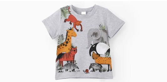 Boys' Jungle Animal Print Tee and Olive Shorts Set - MARIGOLD 