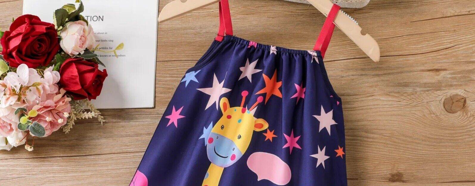 Girls Dress - New Colourful Jungle Animals in Boat Under Stars Print Shift Dress - MARIGOLD 