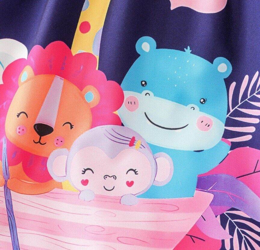 Girls Dress - New Colourful Jungle Animals in Boat Under Stars Print Shift Dress - MARIGOLD 