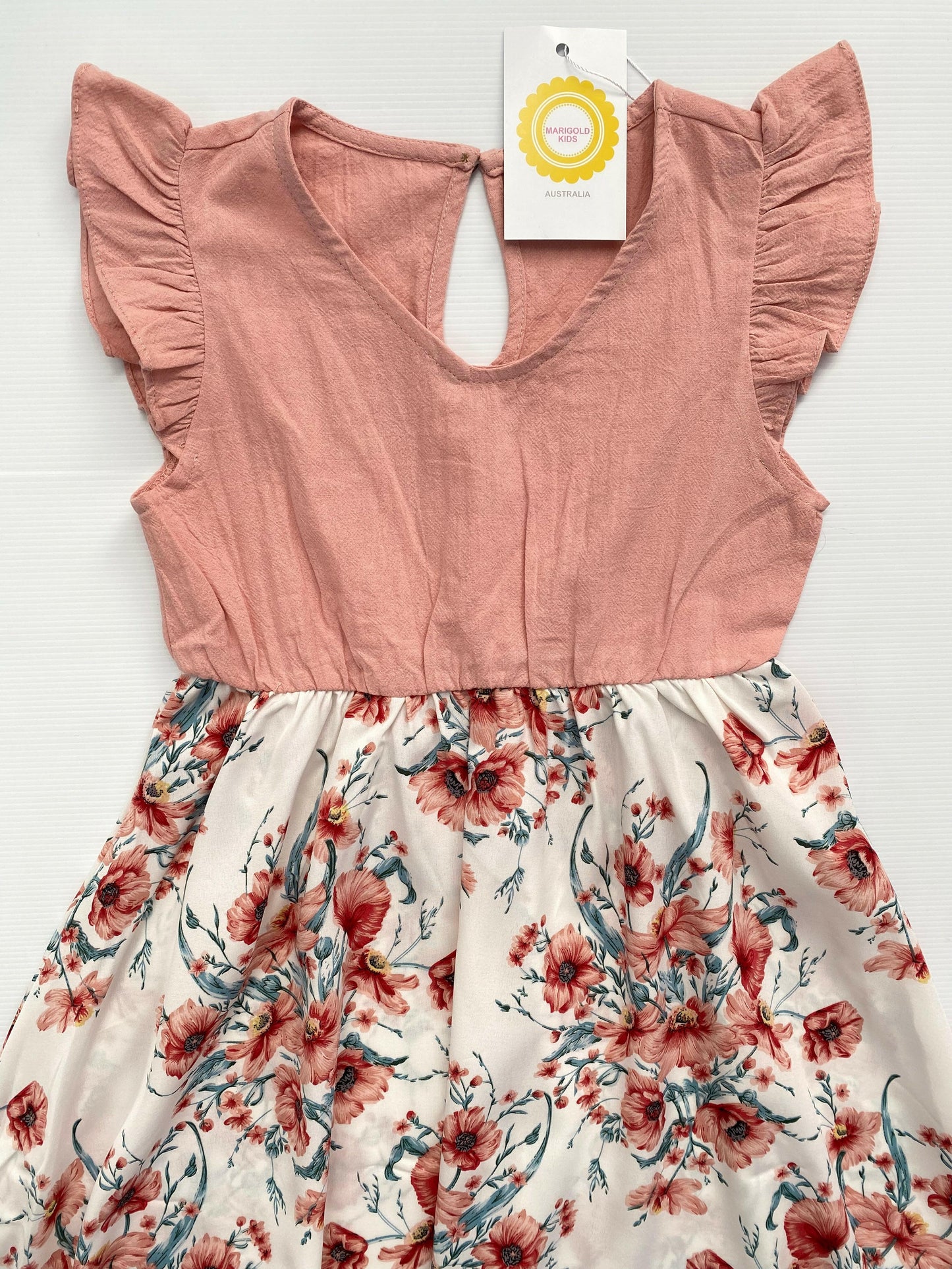 Girls Dress Pink Floral High-Low Dress - MARIGOLD 