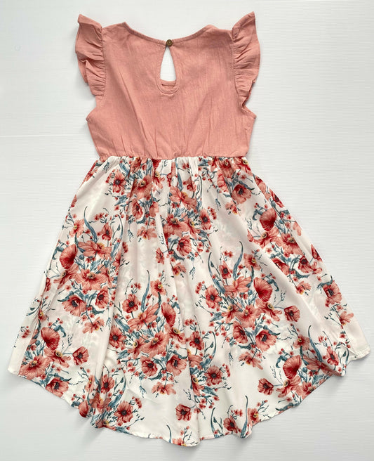 Girls Dress Pink Floral High-Low Dress - MARIGOLD 