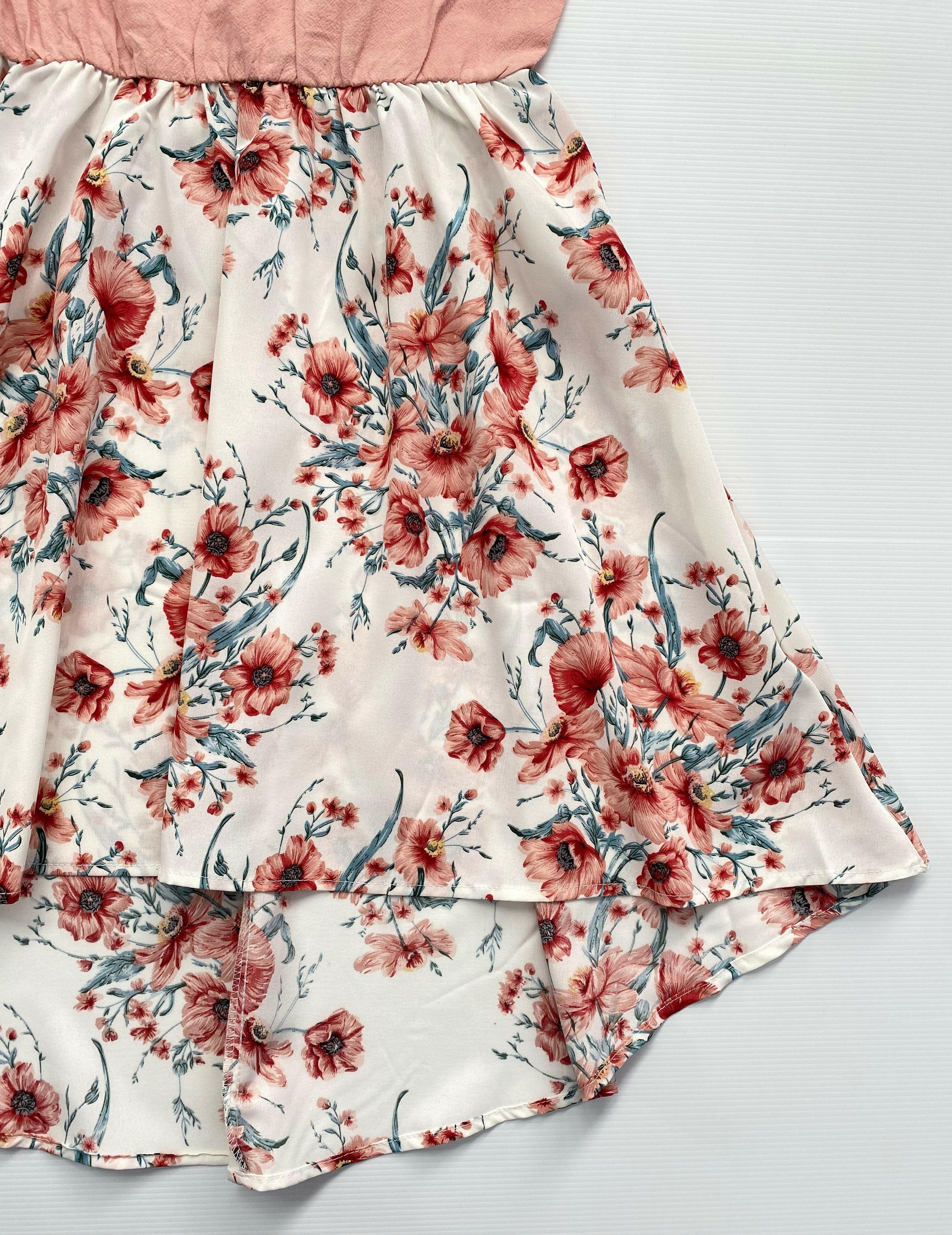Girls Dress Pink Floral High-Low Dress - MARIGOLD 