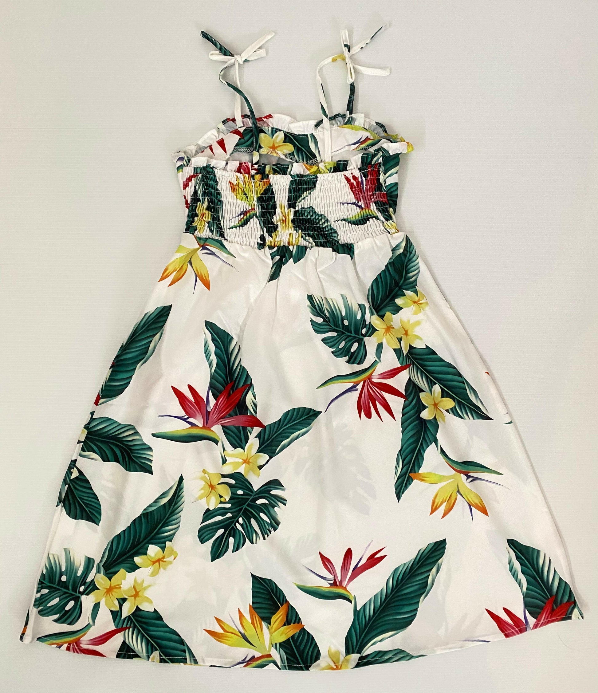 Girls Dress: Birds of Paradise Floral Print Girls Dress - MARIGOLD 