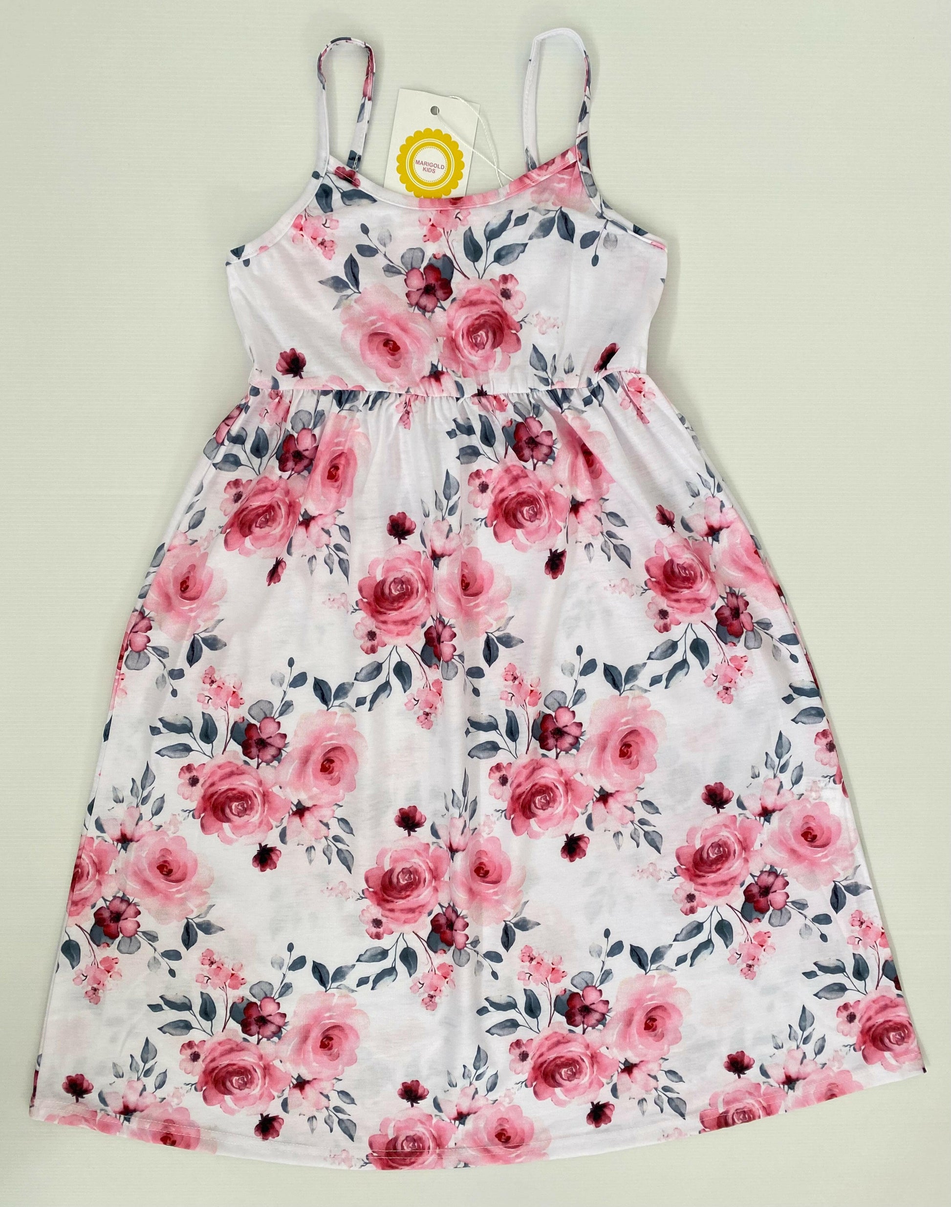 New Girls Dress: Pretty Pink Floral Print Maxi Dress - MARIGOLD 