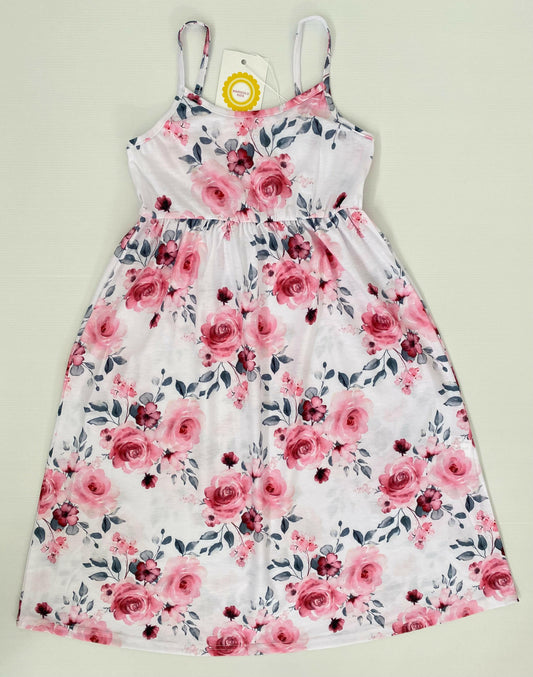 New Girls Dress: Pretty Pink Floral Print Maxi Dress - MARIGOLD 
