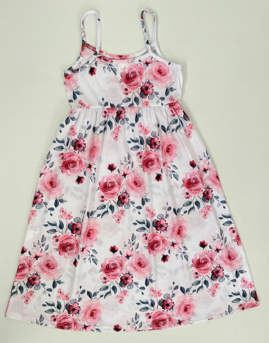 New Girls Dress: Pretty Pink Floral Print Maxi Dress - MARIGOLD 