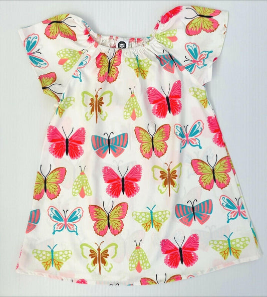 New Girls Dress: Colourful Butterfly Print Shift Dress - MARIGOLD 