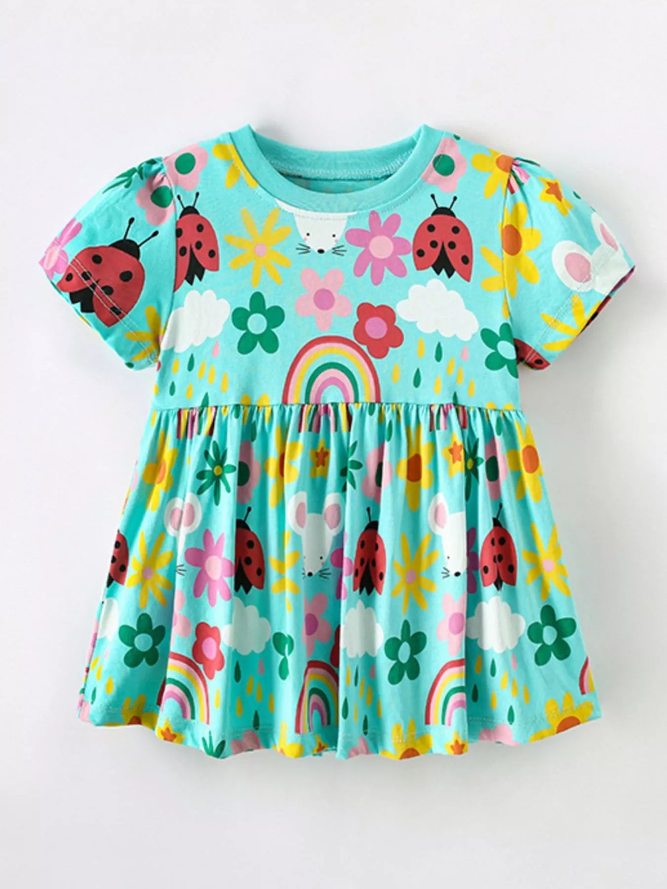 Girls Rainbow Garden Print Dress