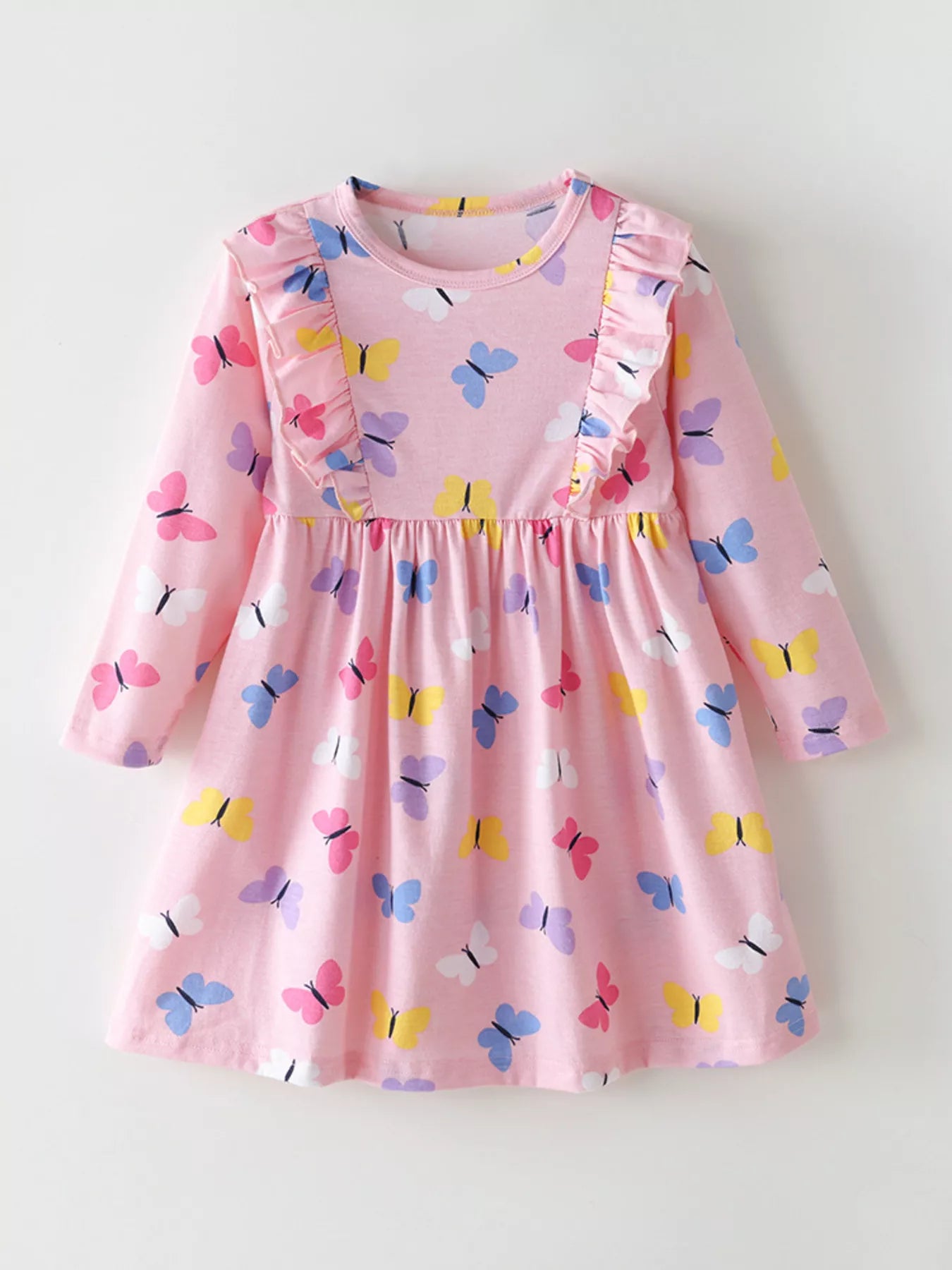 Butterfly Print Long Sleeve Girls Dress