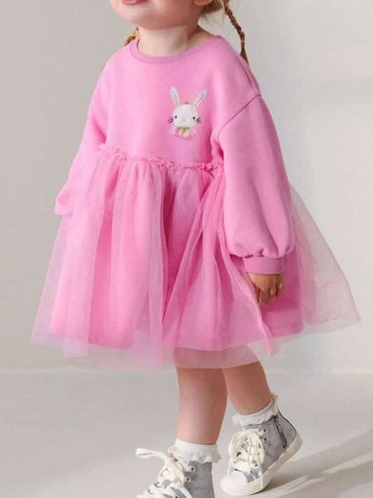 Girls Bunny Tulle Dress - Cute Party Dress for Kids 2-7 Years