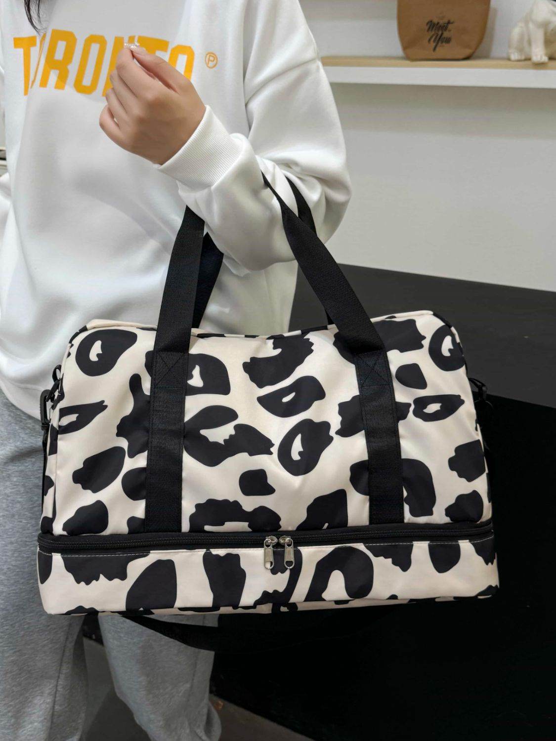 Oxford Cloth Leopard Travel Bag - MARIGOLD 