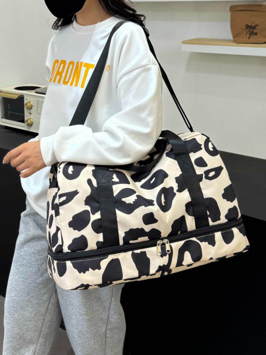 Oxford Cloth Leopard Travel Bag - MARIGOLD 