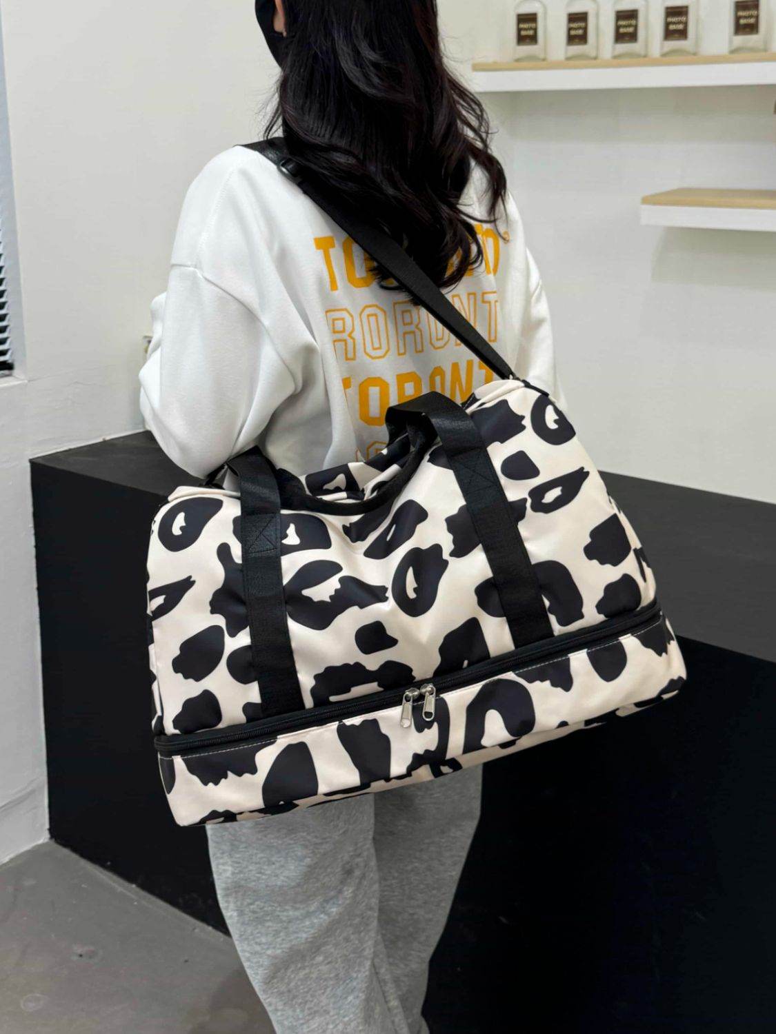 Oxford Cloth Leopard Travel Bag - MARIGOLD 
