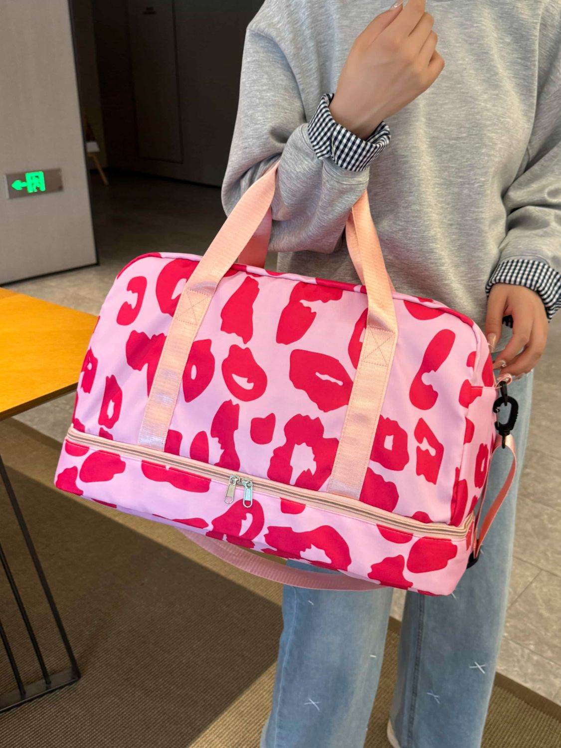 Oxford Cloth Leopard Travel Bag - MARIGOLD 