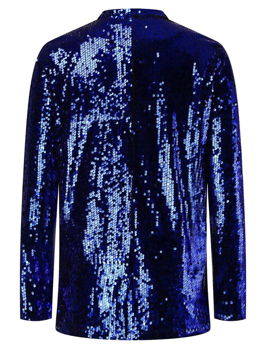Sparkling Sequin Lapel Long Sleeve Blazer - MARIGOLD 