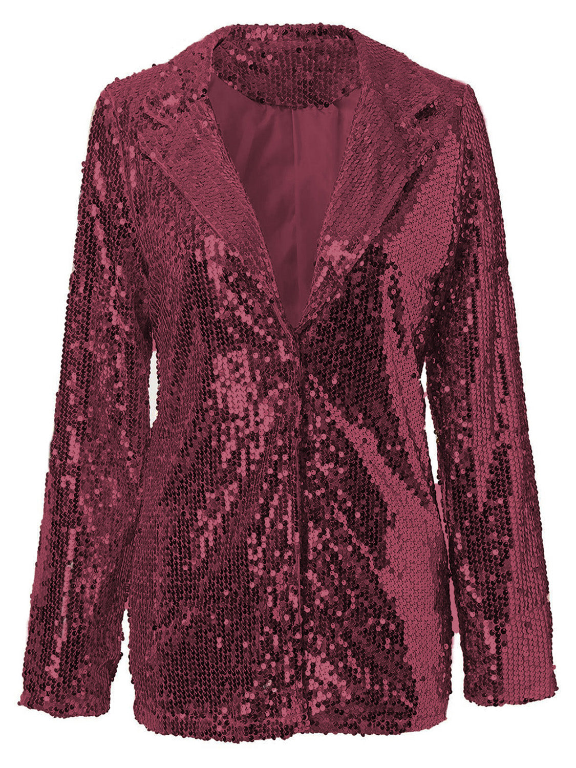 Sparkling Sequin Lapel Long Sleeve Blazer - MARIGOLD 