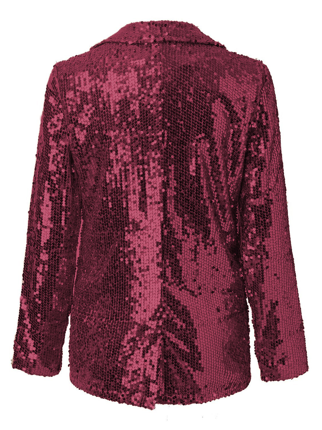 Sparkling Sequin Lapel Long Sleeve Blazer - MARIGOLD 