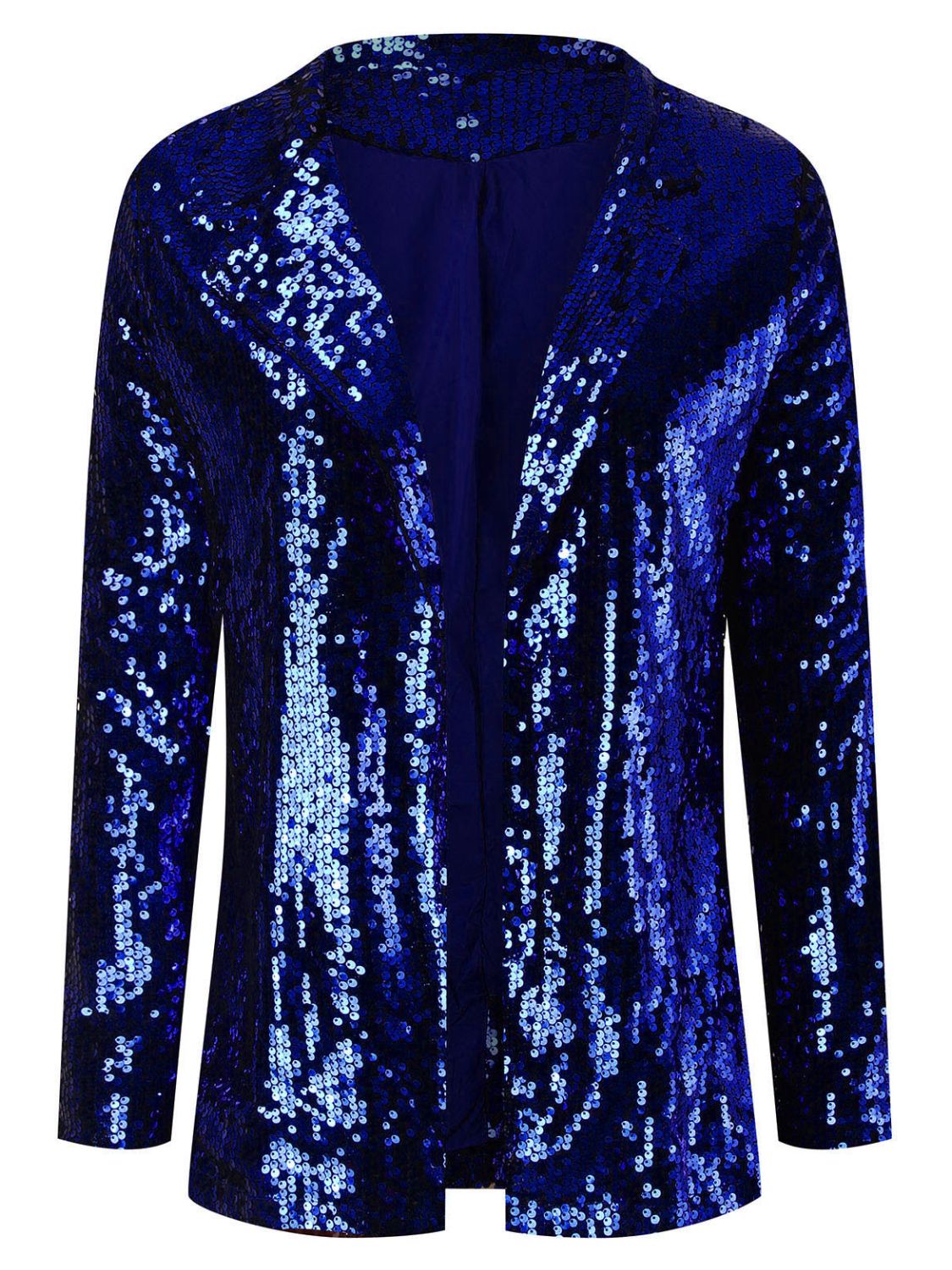 Sparkling Sequin Lapel Long Sleeve Blazer - MARIGOLD 