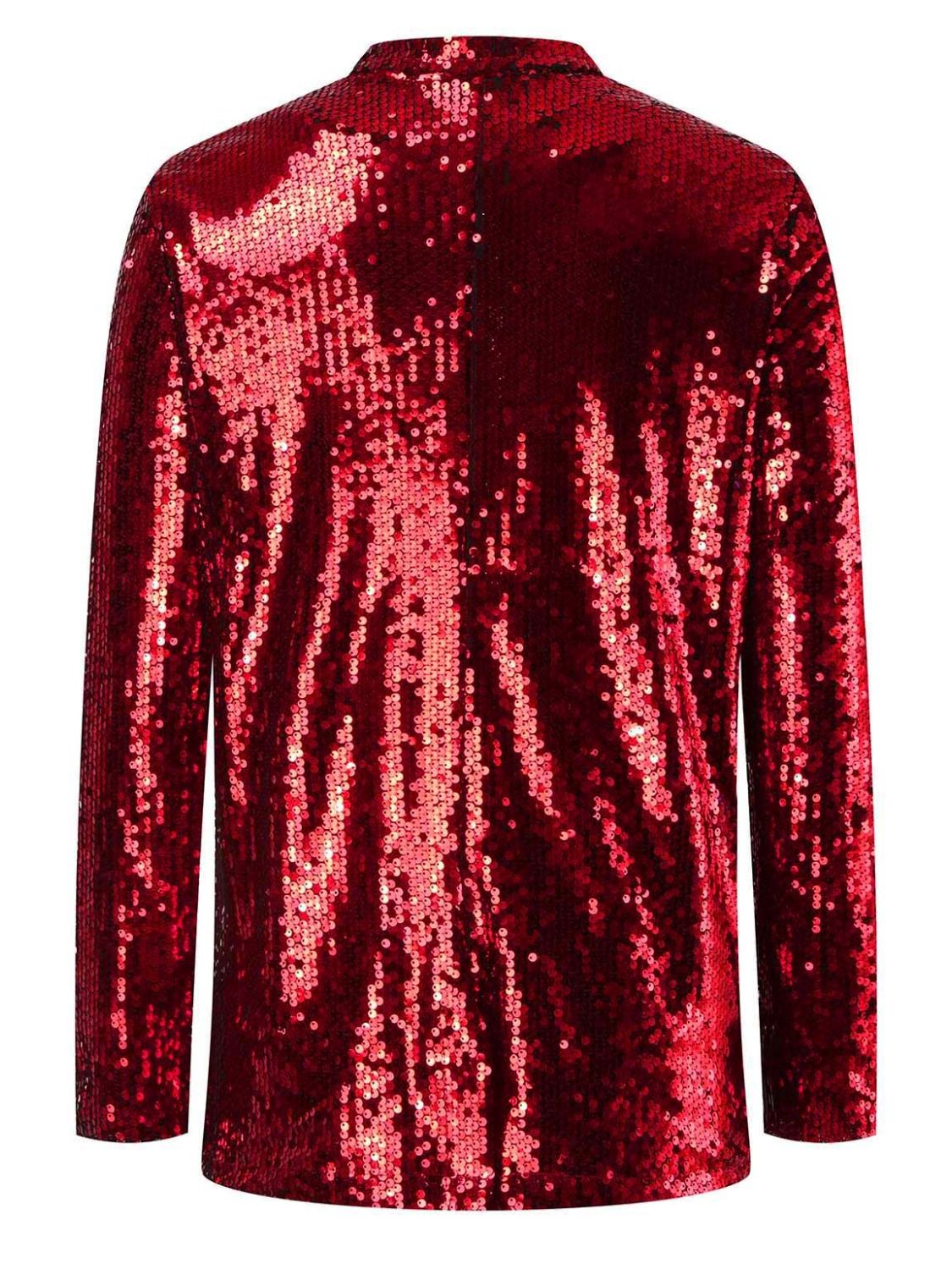 Sparkling Sequin Lapel Long Sleeve Blazer - MARIGOLD 