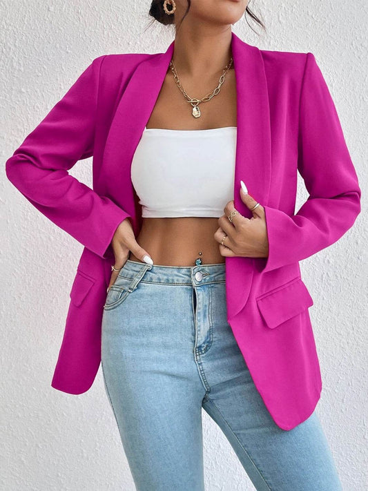 Shawl Collar Long Sleeve Blazer - MARIGOLD 