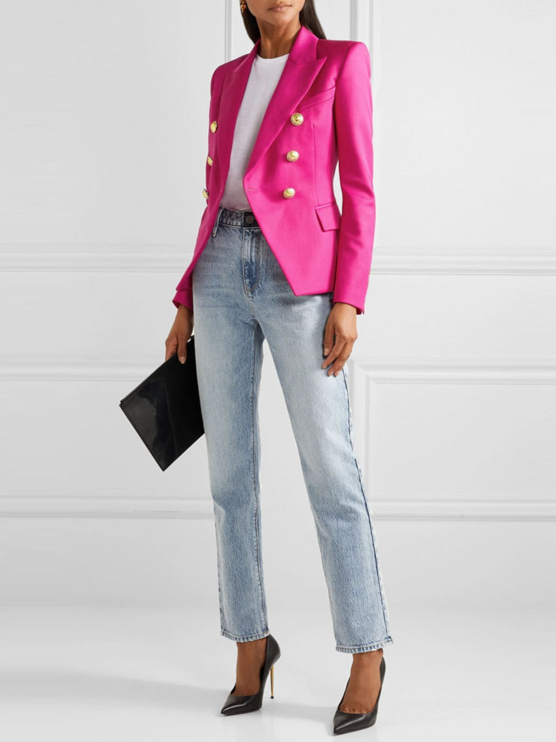 Elegant Lapel Collar Long Sleeve Blazer - MARIGOLD 