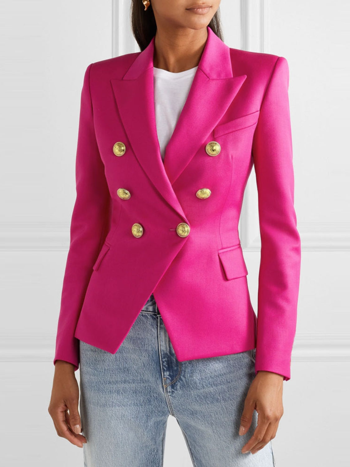 Elegant Lapel Collar Long Sleeve Blazer - MARIGOLD 