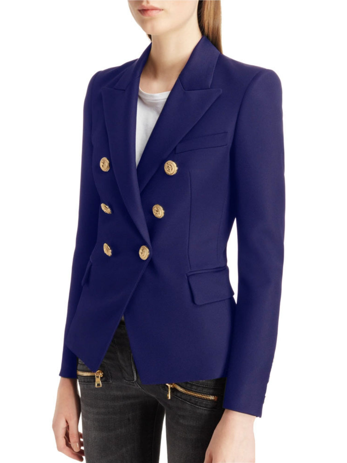 Elegant Lapel Collar Long Sleeve Blazer - MARIGOLD 