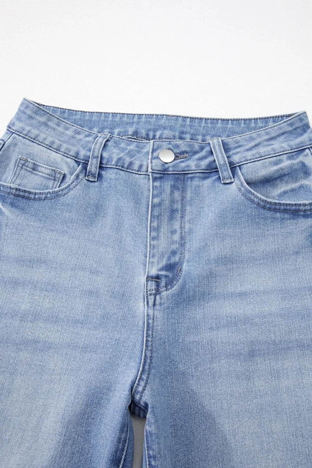 Mineral Wash Raw Hem High Waist Flared Jeans - MARIGOLD 