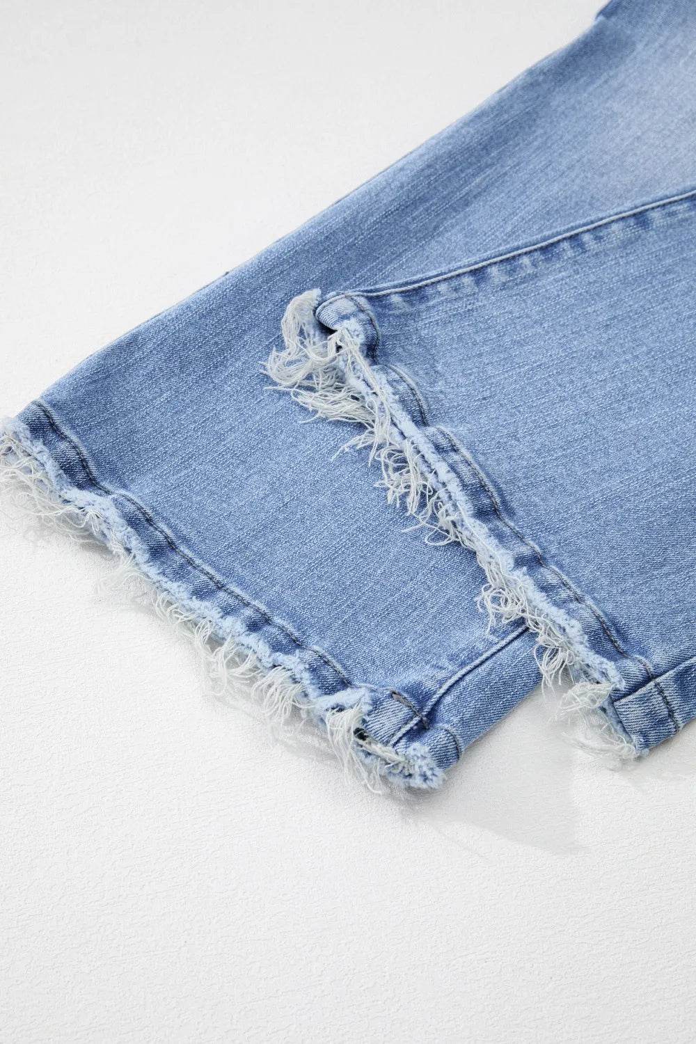 Mineral Wash Raw Hem High Waist Flared Jeans - MARIGOLD 