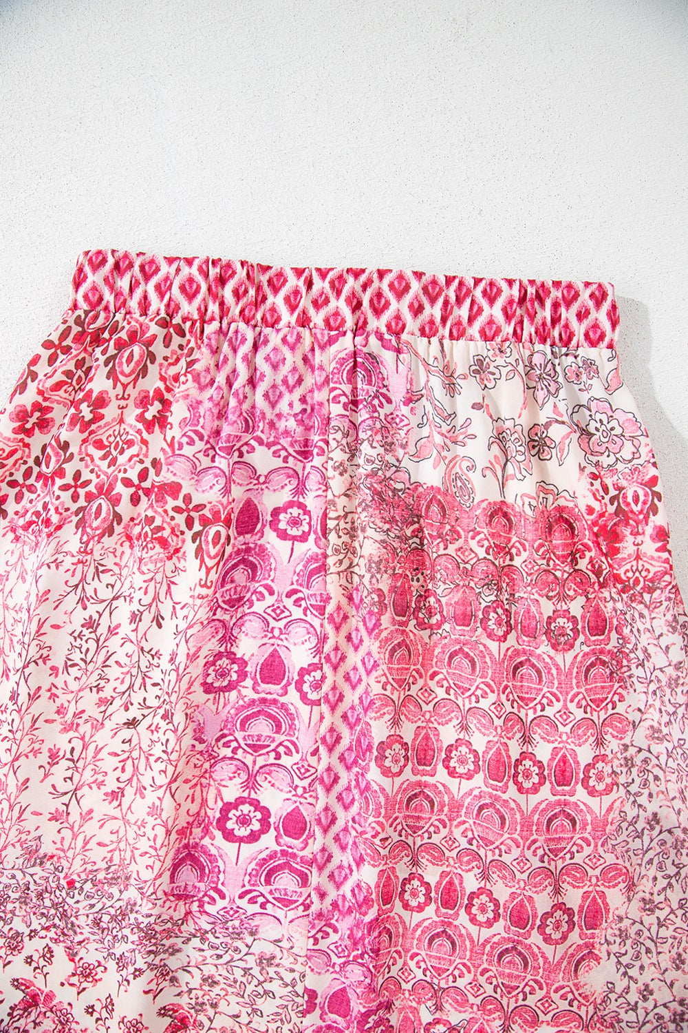 Bohemian Pink Printed Tassel Drawstring Maxi Skirt - MARIGOLD 