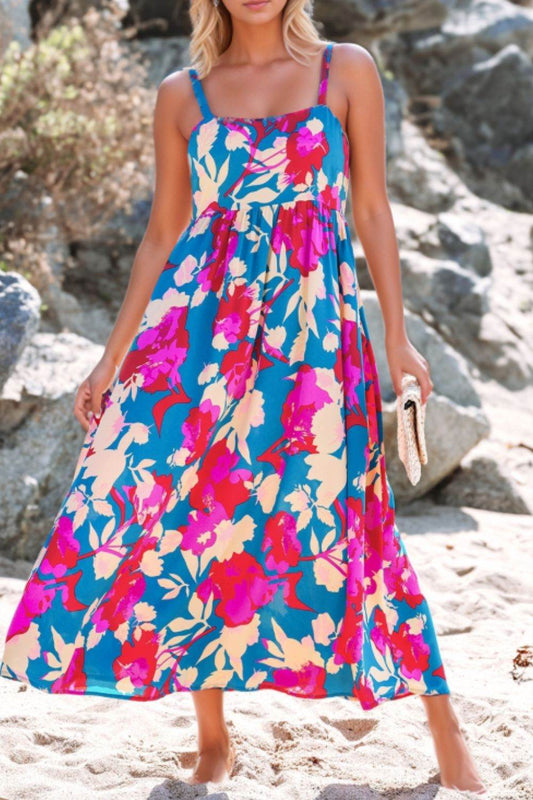 Floral Cami Maxi Dress with Pockets - MARIGOLD 