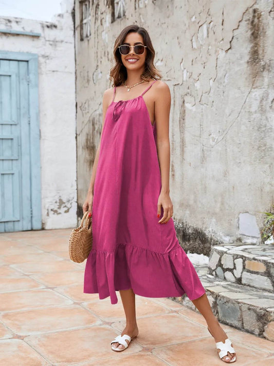 Ruffled Hem Midi Cami Dress - MARIGOLD 