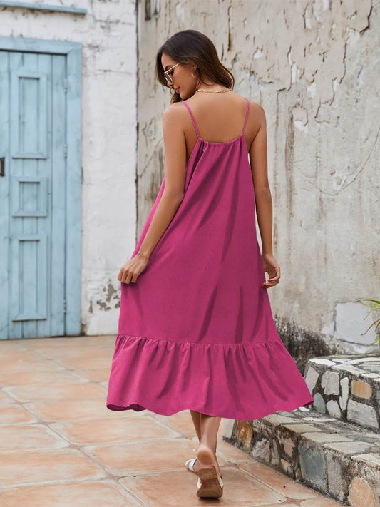 Ruffled Hem Midi Cami Dress - MARIGOLD 