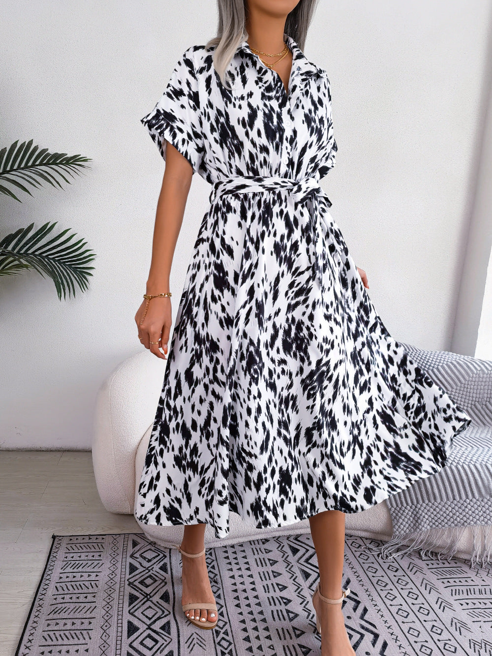 black & white Leopard Print Shirt Midi Dress marigold collections australia marigold co. womens dresses 2