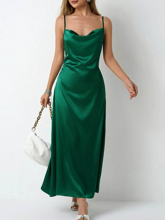 Cowl Neck Cami Midi Dress - MARIGOLD 