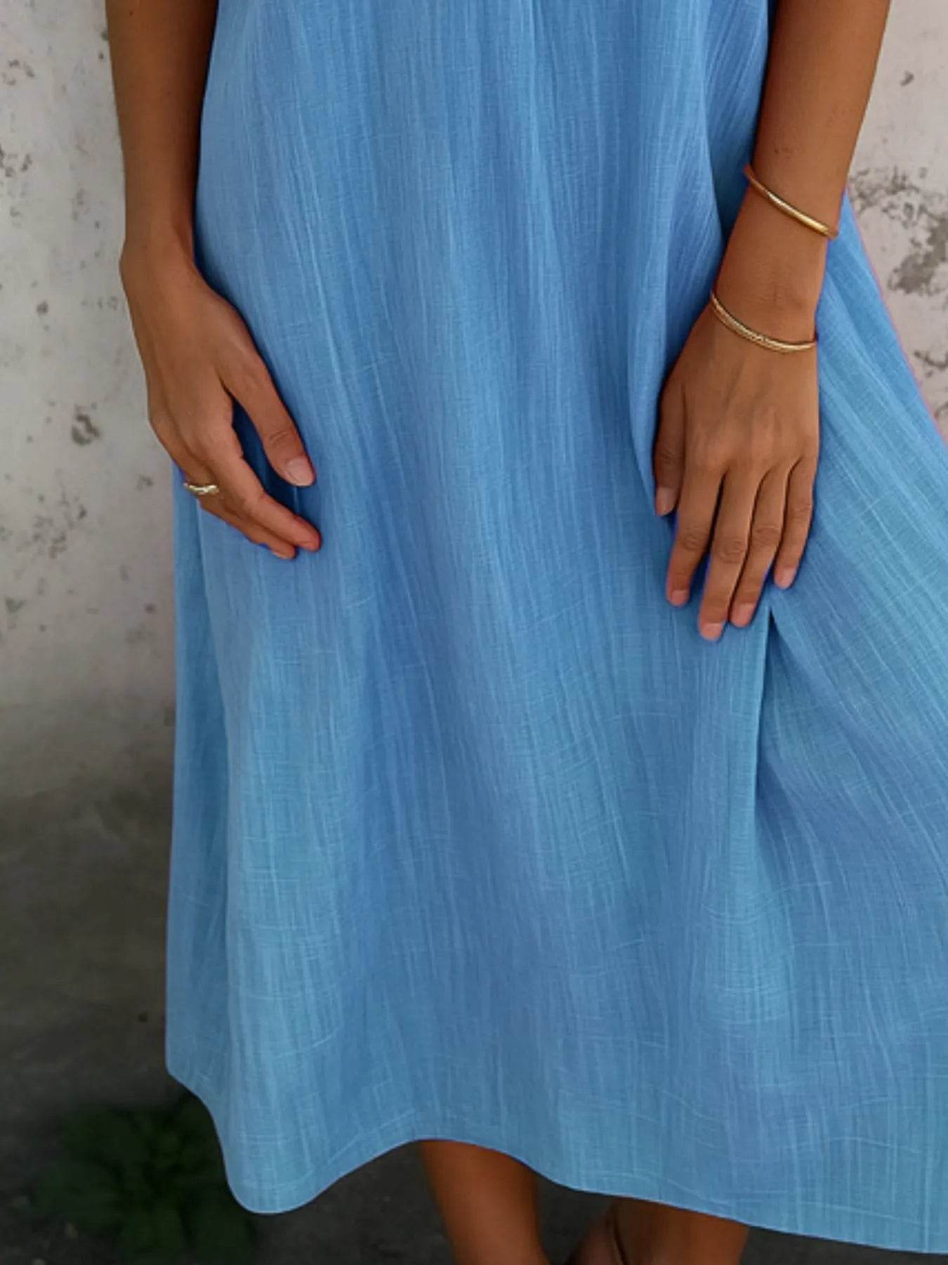 Short Sleeve Midi Shirt Dress - MARIGOLD 