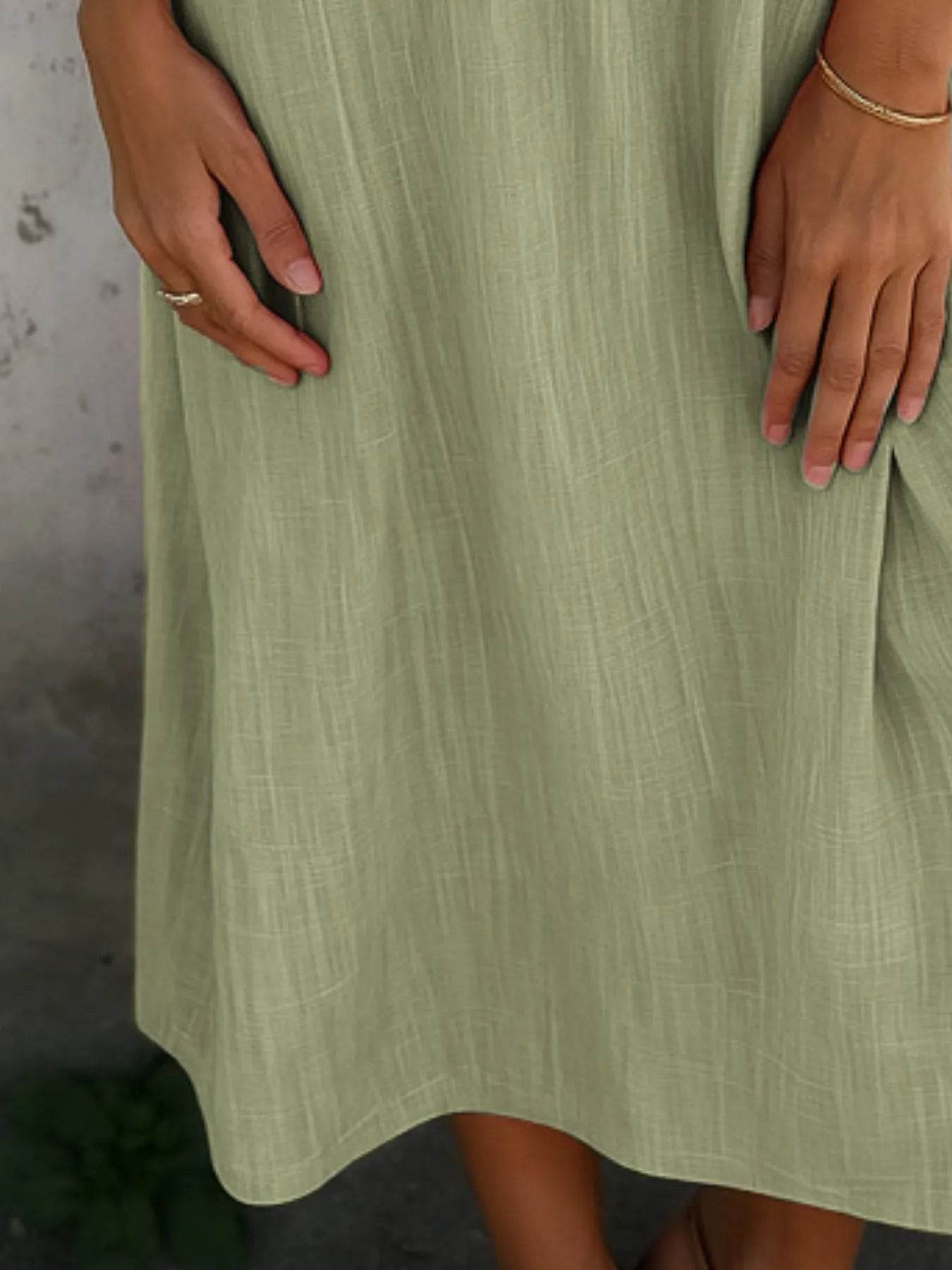 Short Sleeve Midi Shirt Dress - MARIGOLD 