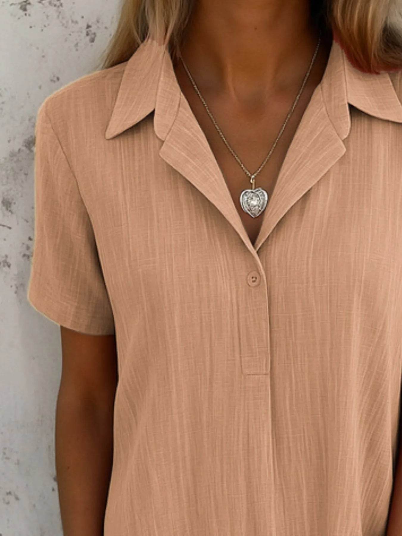 Short Sleeve Midi Shirt Dress - MARIGOLD 