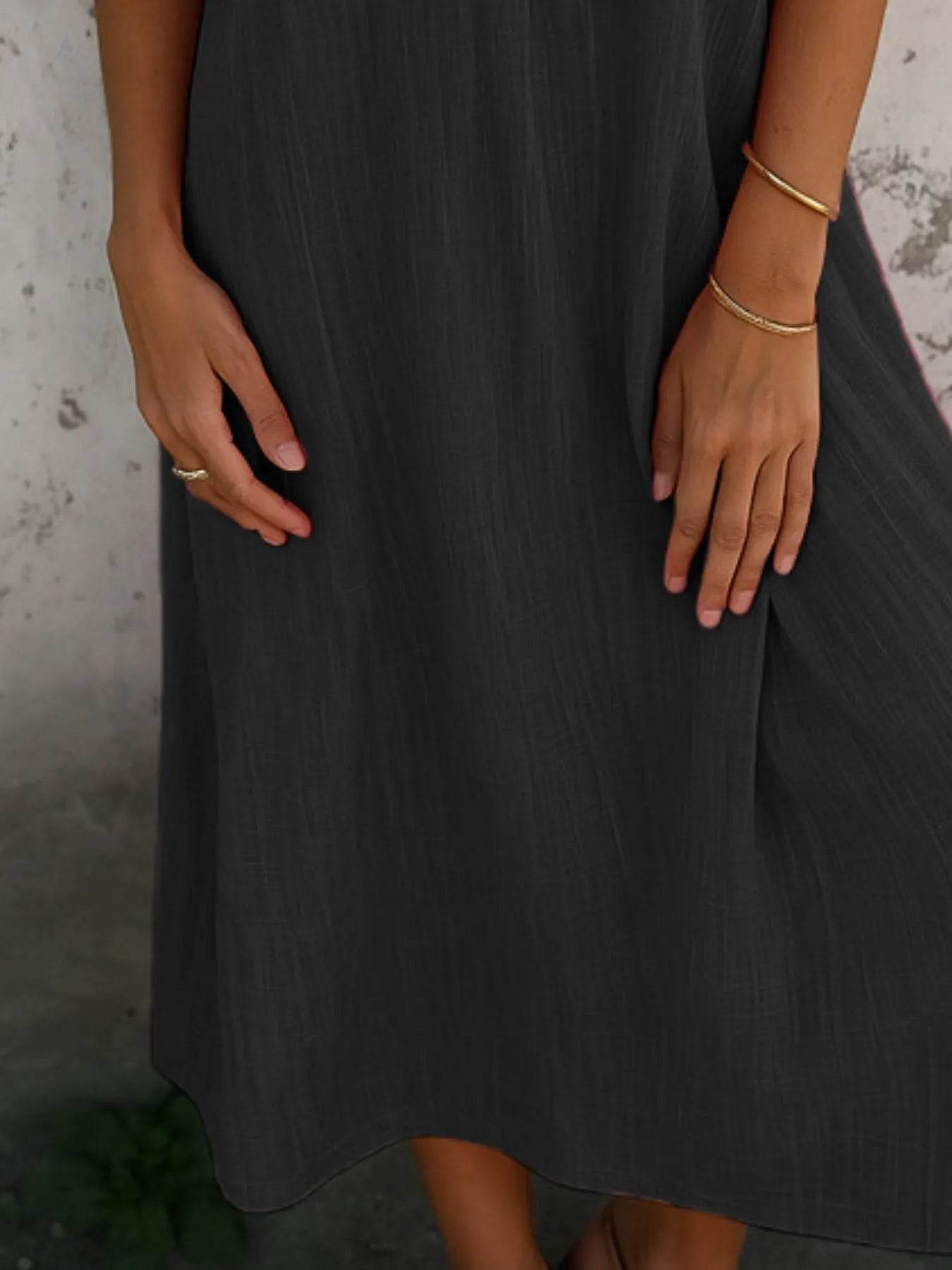 Short Sleeve Midi Shirt Dress - MARIGOLD 