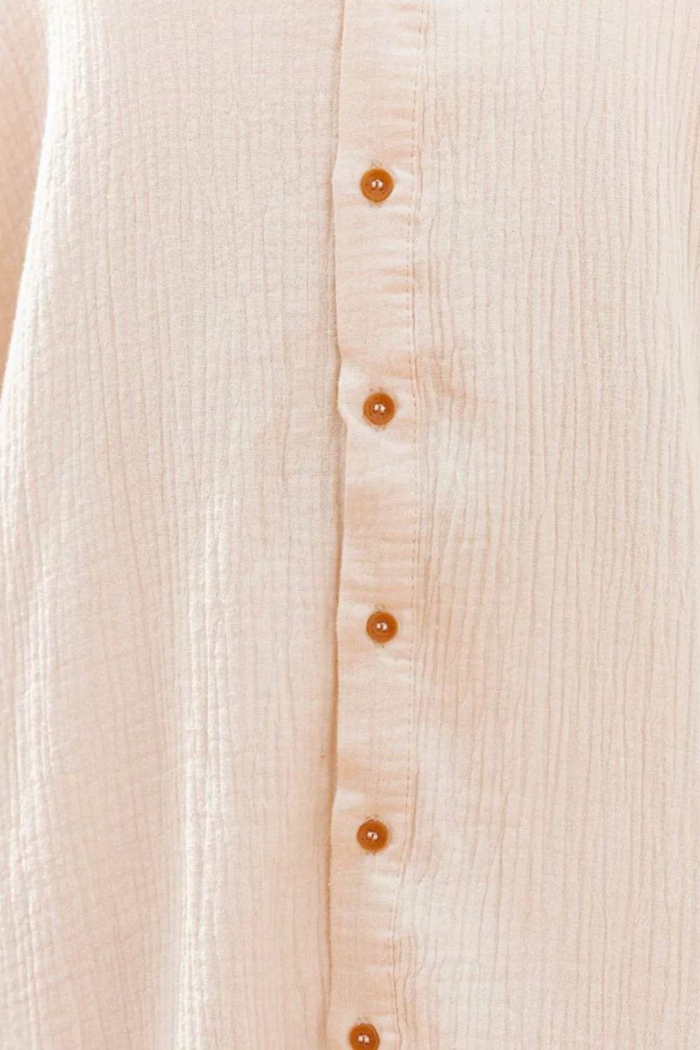 Button Down Short Sleeve Midi Shirt Dress - MARIGOLD 